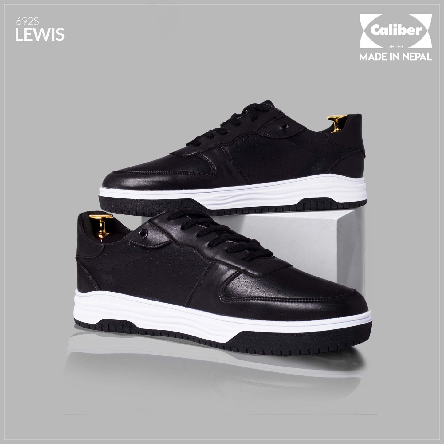 Black Casual Sneakers for Men (LEWIS 692S) - Caliber Shoes