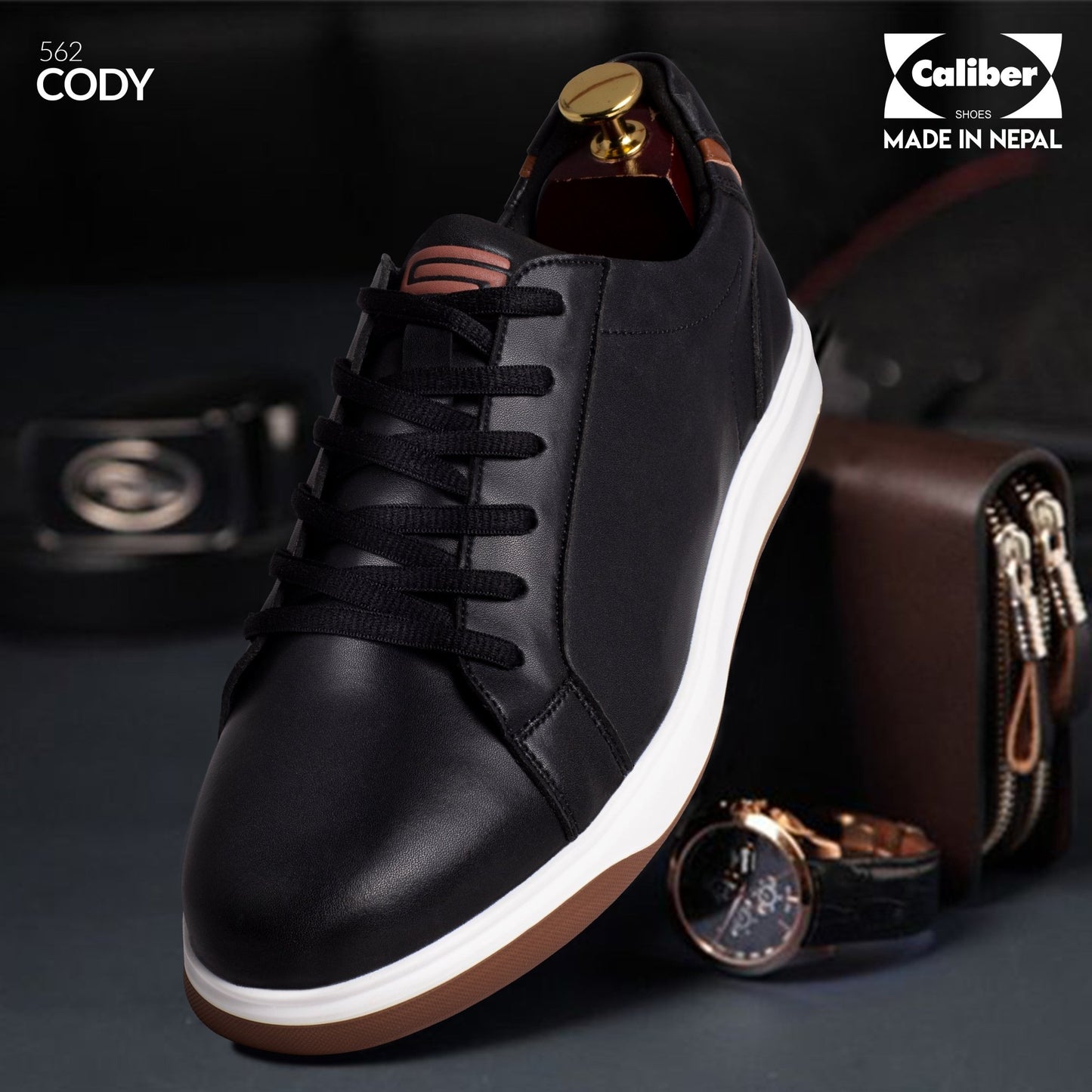 Black/Brown Casual Sneakers for Men (CODY 562) - Caliber Shoes