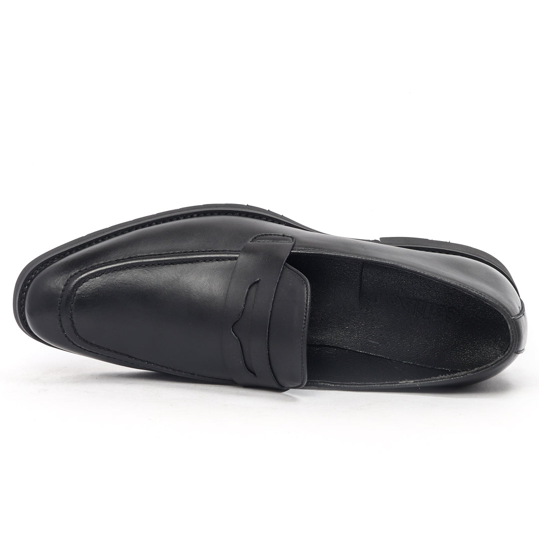 Caliber Shoes Black Slip On Formal Shoes for Men (T653C)