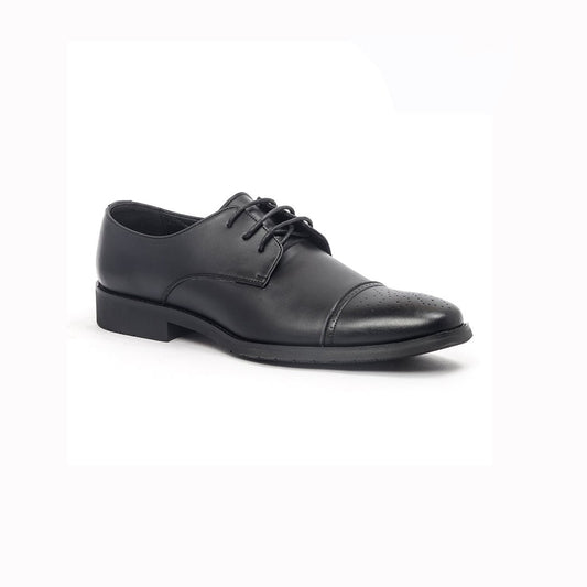 Caliber Shoes Black Wing Tip Lace Up Formal Shoes for Men (T505C) - Caliber Shoes