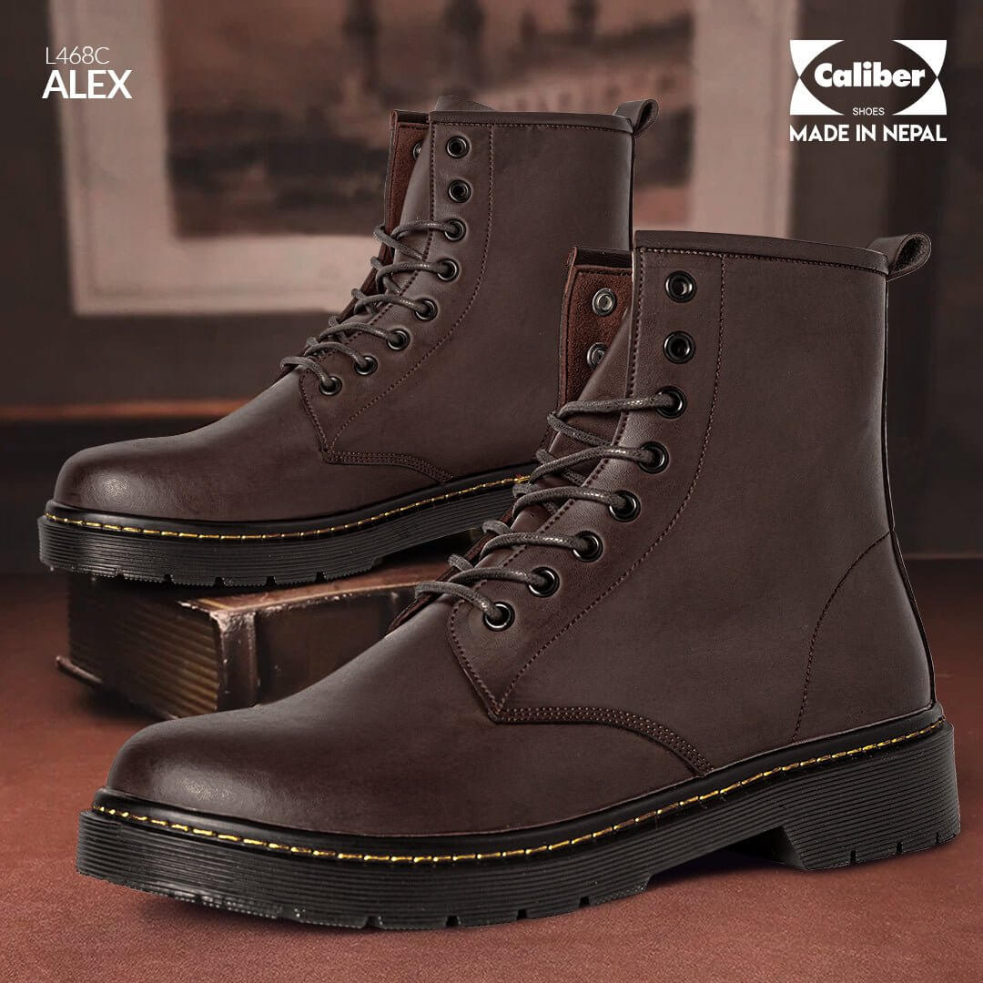 Caliber Shoes Coffee Lace Up Boots for Women (ALEX L468C) - Caliber Shoes
