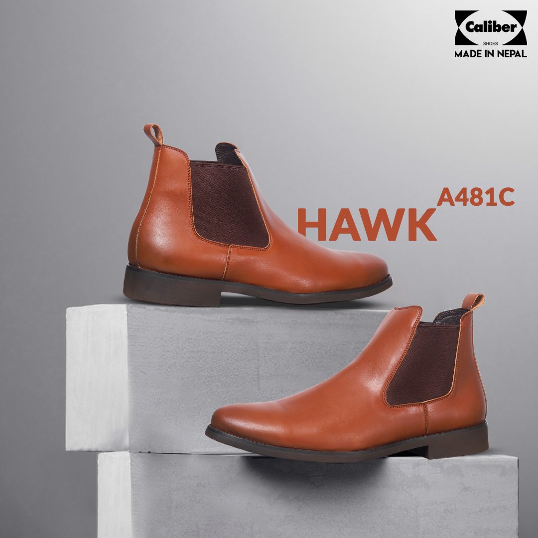 Caliber Shoes Coffee/R Chelsea Boots For Men ( A 481 C ) - Caliber Shoes