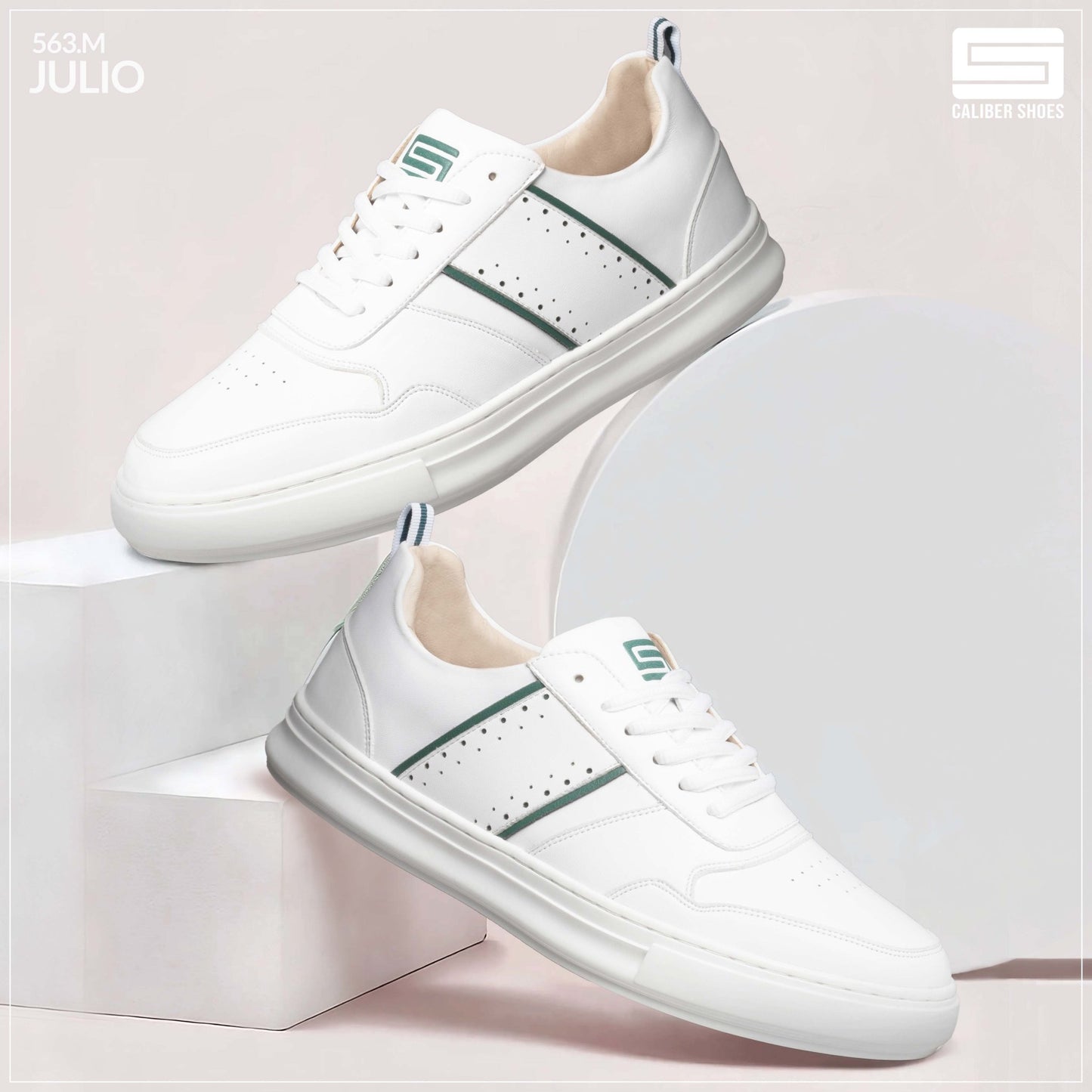 White/Green Casual Sneakers for Men (JULIO 563.M)