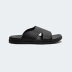 Caliber Shoes Black Slides for Men (307C)