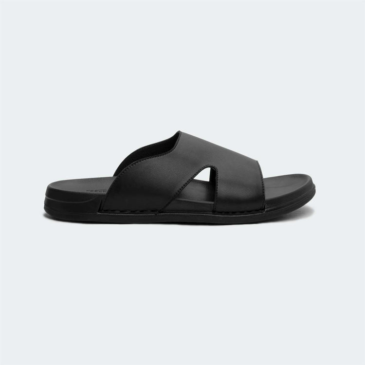 Caliber Shoes Black Slides for Men (307C)