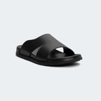 Caliber Shoes Black Slides for Men (307C)