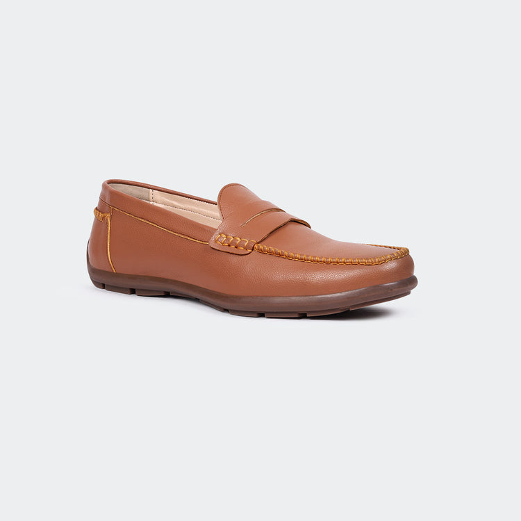 Caliber Shoes Brown Penny Formal Shoes for Men (OAK 533G)