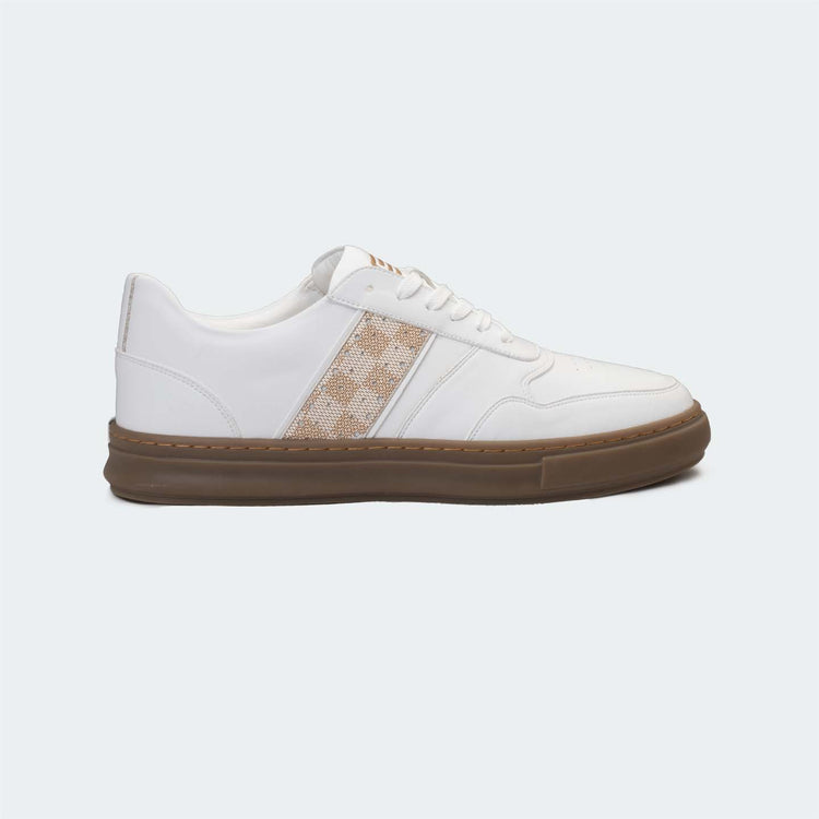 Caliber Shoes White/Brown Casual Sneakers for Men & Women (JULIO 563C MF) - Caliber Shoes