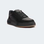 Caliber Shoes black microfiber suede casual sneakers with PU/TPU sole and lace-up closure.