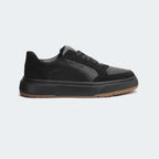 Caliber Shoes black microfiber suede casual sneakers with PU/TPU sole and lace-up closure.