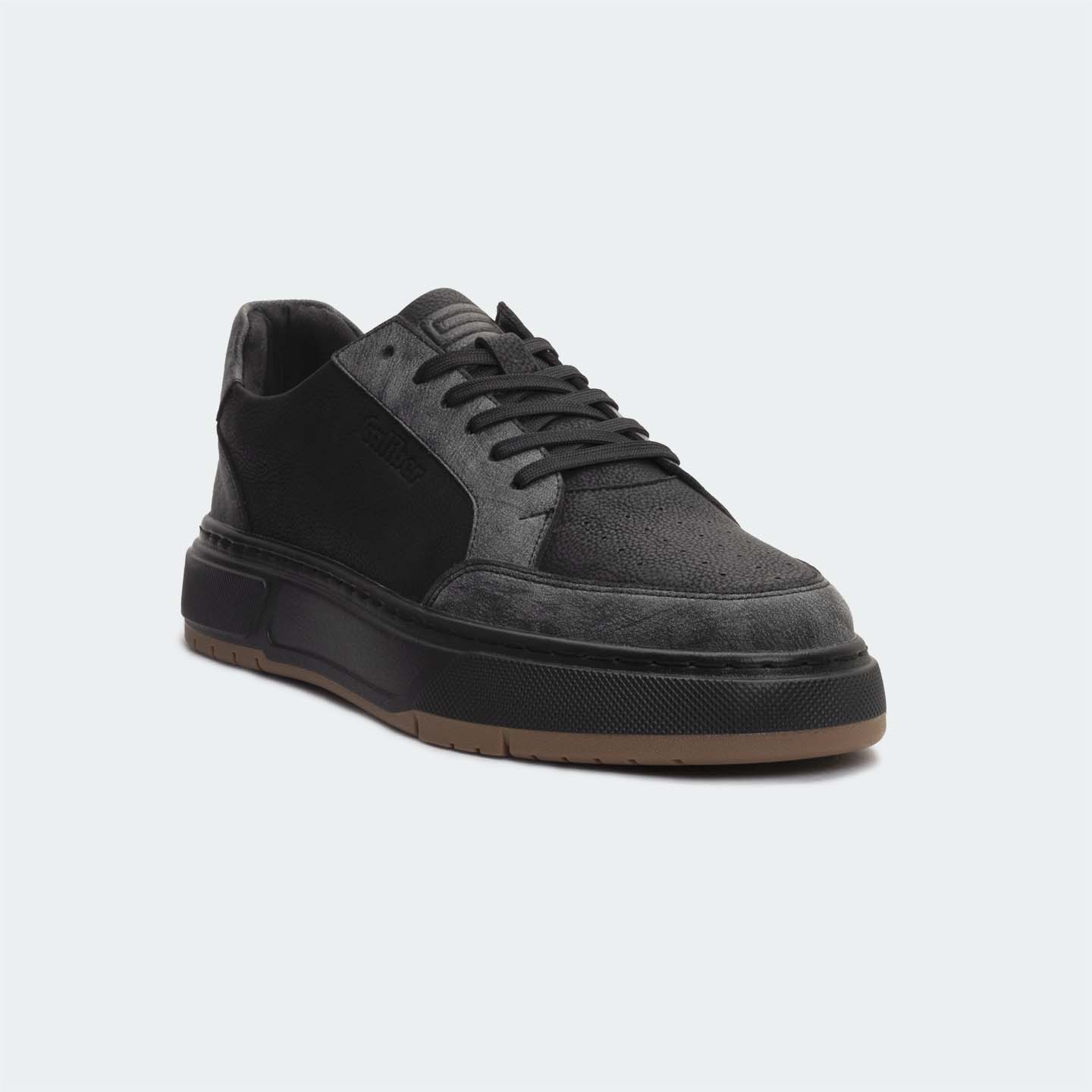 Black/Grey Casual Sneakers for Men (URBANE 566R)