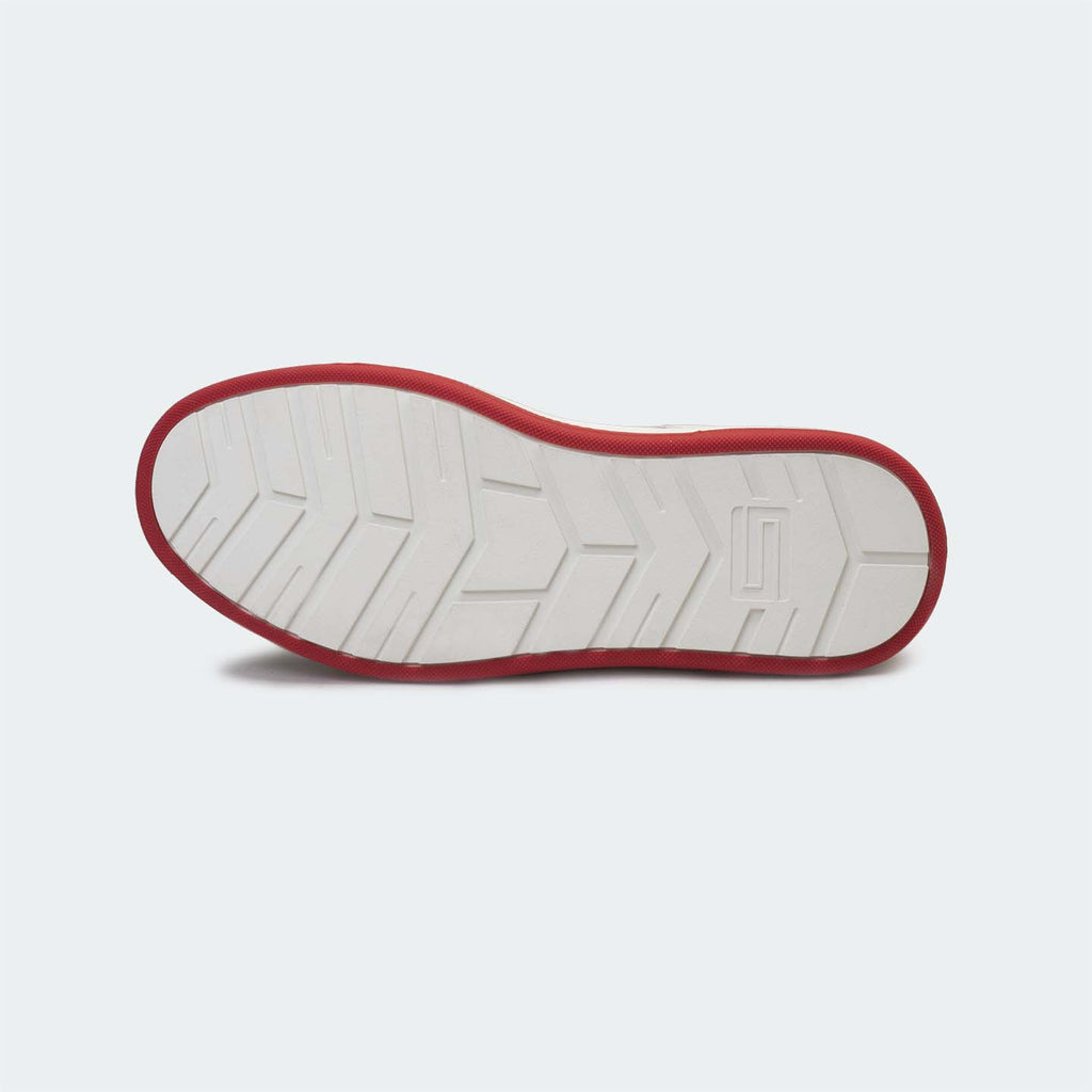 Caliber Shoes x VEK White/Red Unisex Sneakers (Metronome  569)