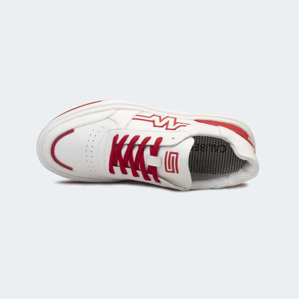 Caliber Shoes x VEK White/Red Unisex Sneakers (Metronome  569)