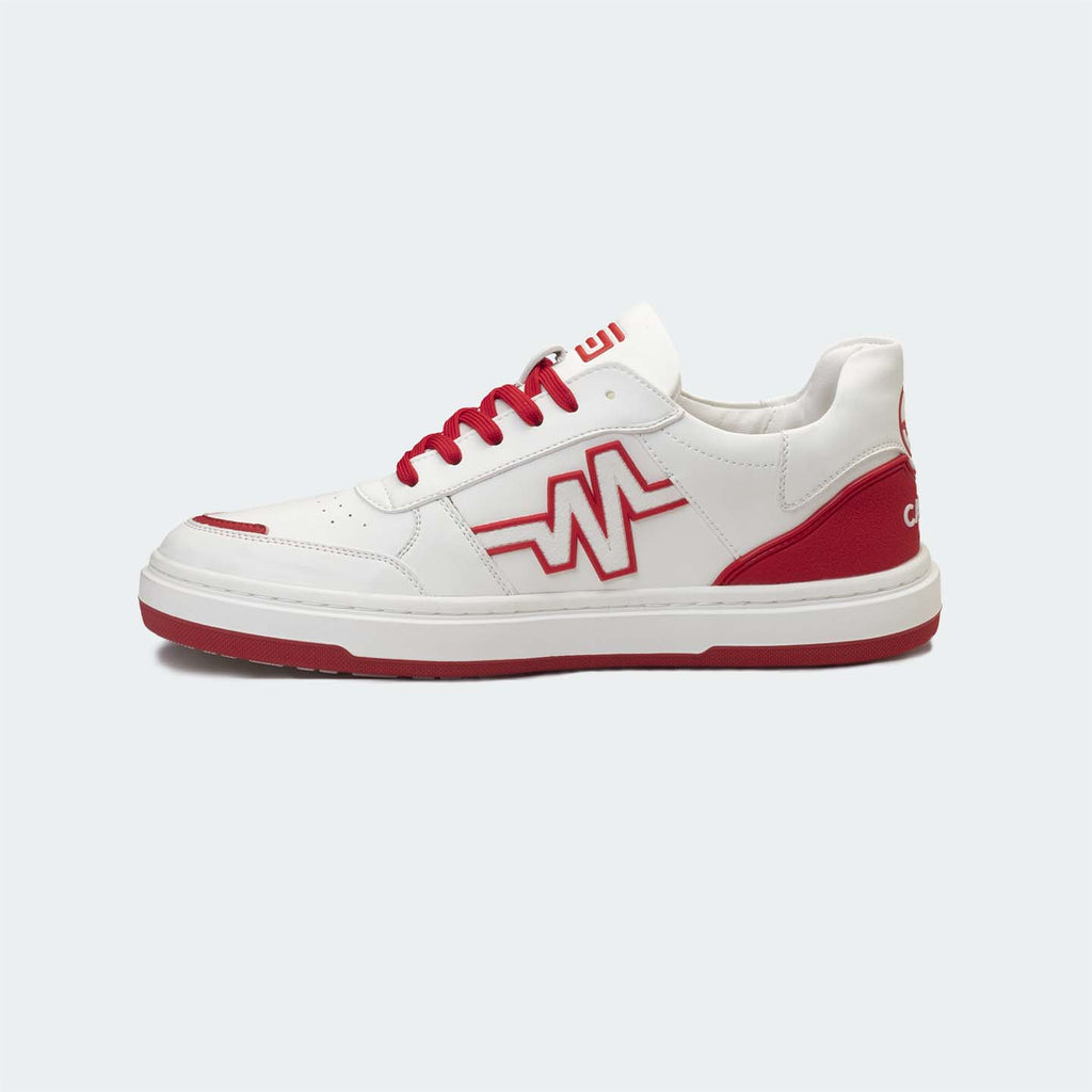 Caliber Shoes x VEK White/Red Unisex Sneakers (Metronome  569)