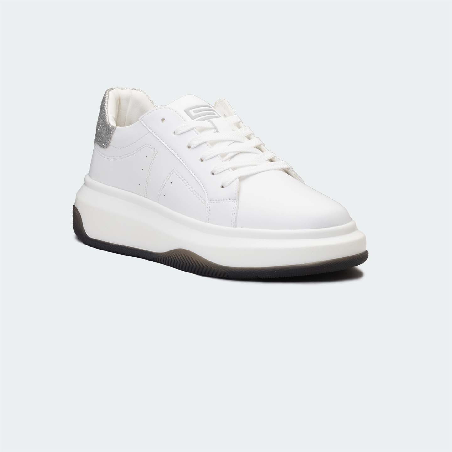 Caliber Shoes White/Glitter Casual Sneakers For Women ( GWEN 599.W )