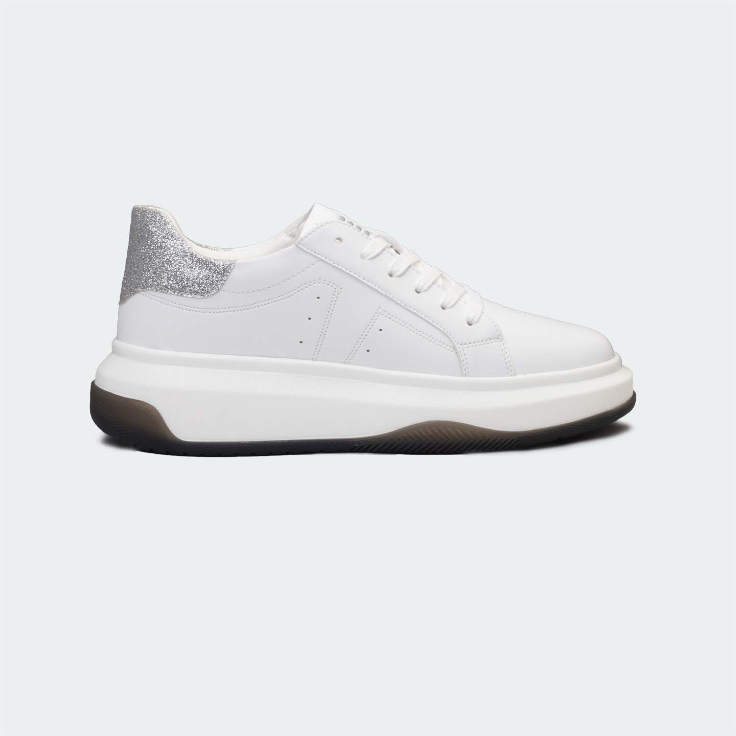 Caliber Shoes White/Glitter Casual Sneakers For Women ( GWEN 599.W )