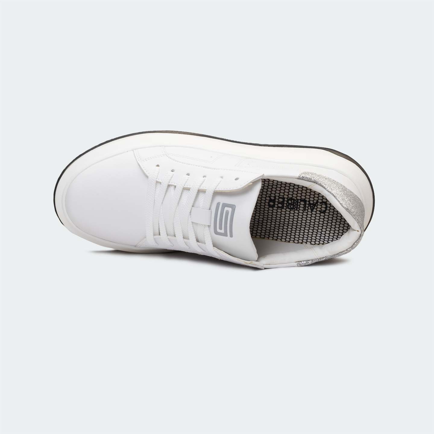 Caliber Shoes White/Glitter Casual Sneakers For Women ( GWEN 599.W )