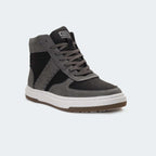 Caliber Shoes Black/Grey High-Top Sneakers for Men (ADAM 678SK)