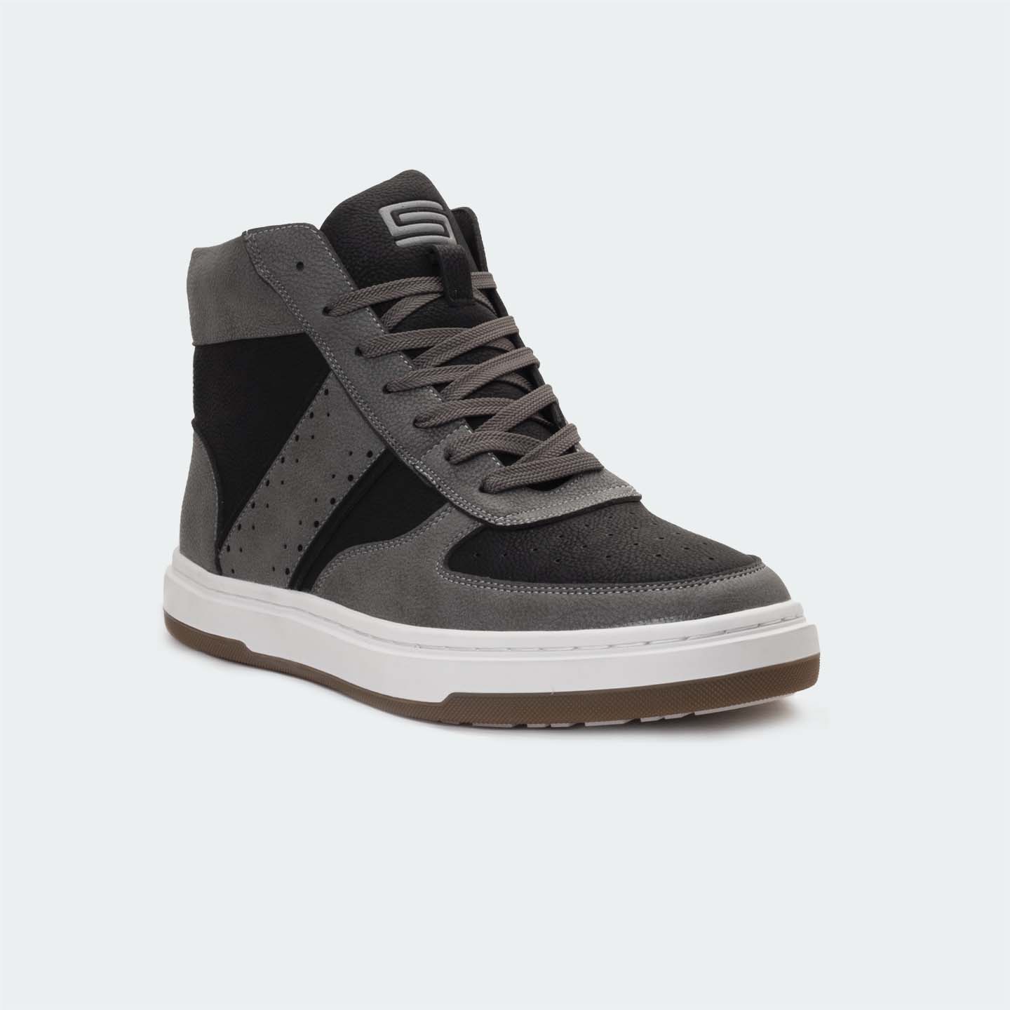 Caliber Shoes Black/Grey High-Top Sneakers For Men ( ADAM 678SK )
