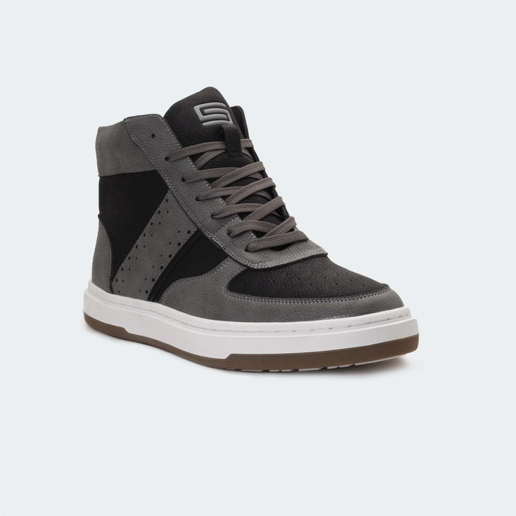 Caliber Shoes Black/Grey High-Top Sneakers for Men (ADAM 678SK)
