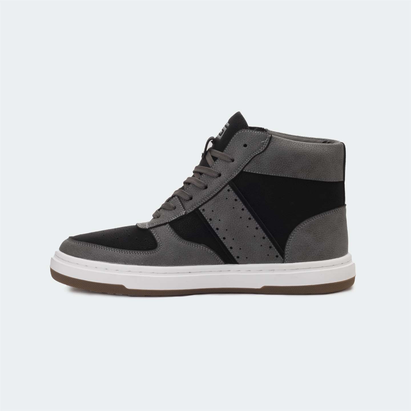 Caliber Shoes Black/Grey High-Top Sneakers For Men ( ADAM 678SK )