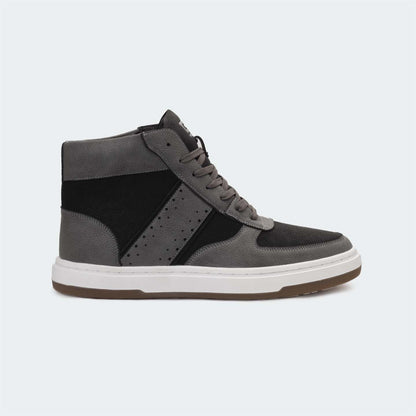 Caliber Shoes Black/Grey High-Top Sneakers For Men ( ADAM 678SK )