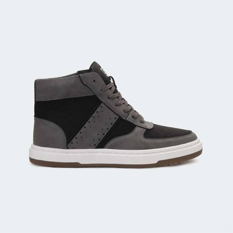 Caliber Shoes Black/Grey High-Top Sneakers for Men (ADAM 678SK)