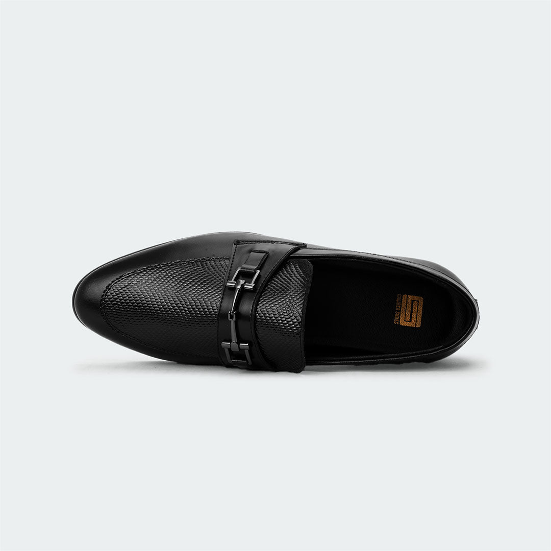 Caliber Shoes Black Formal Shoes for Men (NOIR B685)
