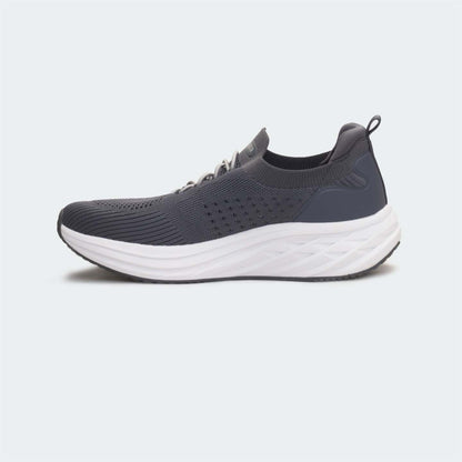 Grey sports shoes for unisex, AIRFLEX 754 slip-on sneakers featuring breathable mesh upper and flat sole.