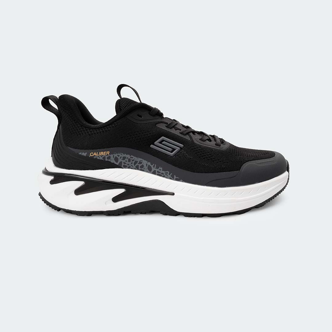 Caliber Shoes Black and White Sports Shoes for Men (VELTRIX 762.2)