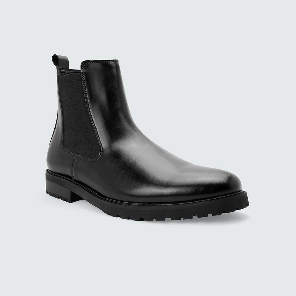 Caliber Shoes Black Chelsea Boots for Men (ARCHER A484SN)