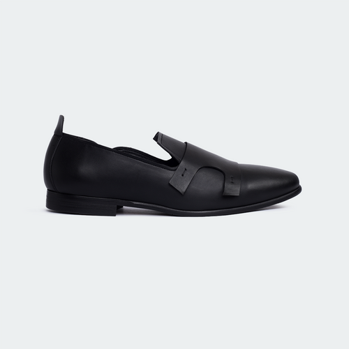 Black Double Monk Strap Shoes for Men (OPAL B712 C)