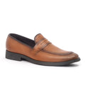 Caliber Shoes Coffee/R Penny Formal Shoes For Men, stylish slip-on design, microfiber material, perfect formal shoes for men.