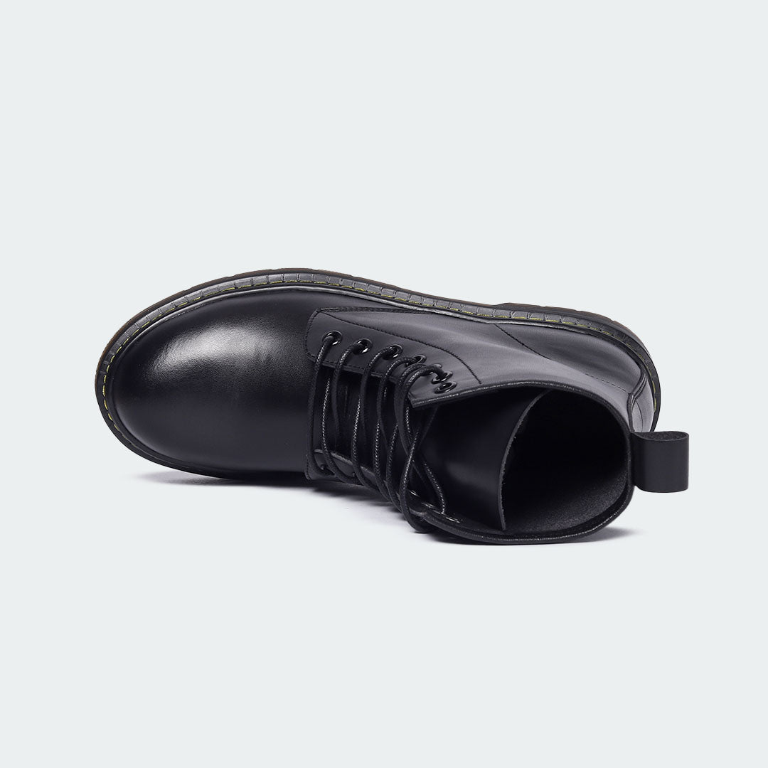 Caliber Shoes Black Lace Up Boots For UNISEX ( ALEX L468C )