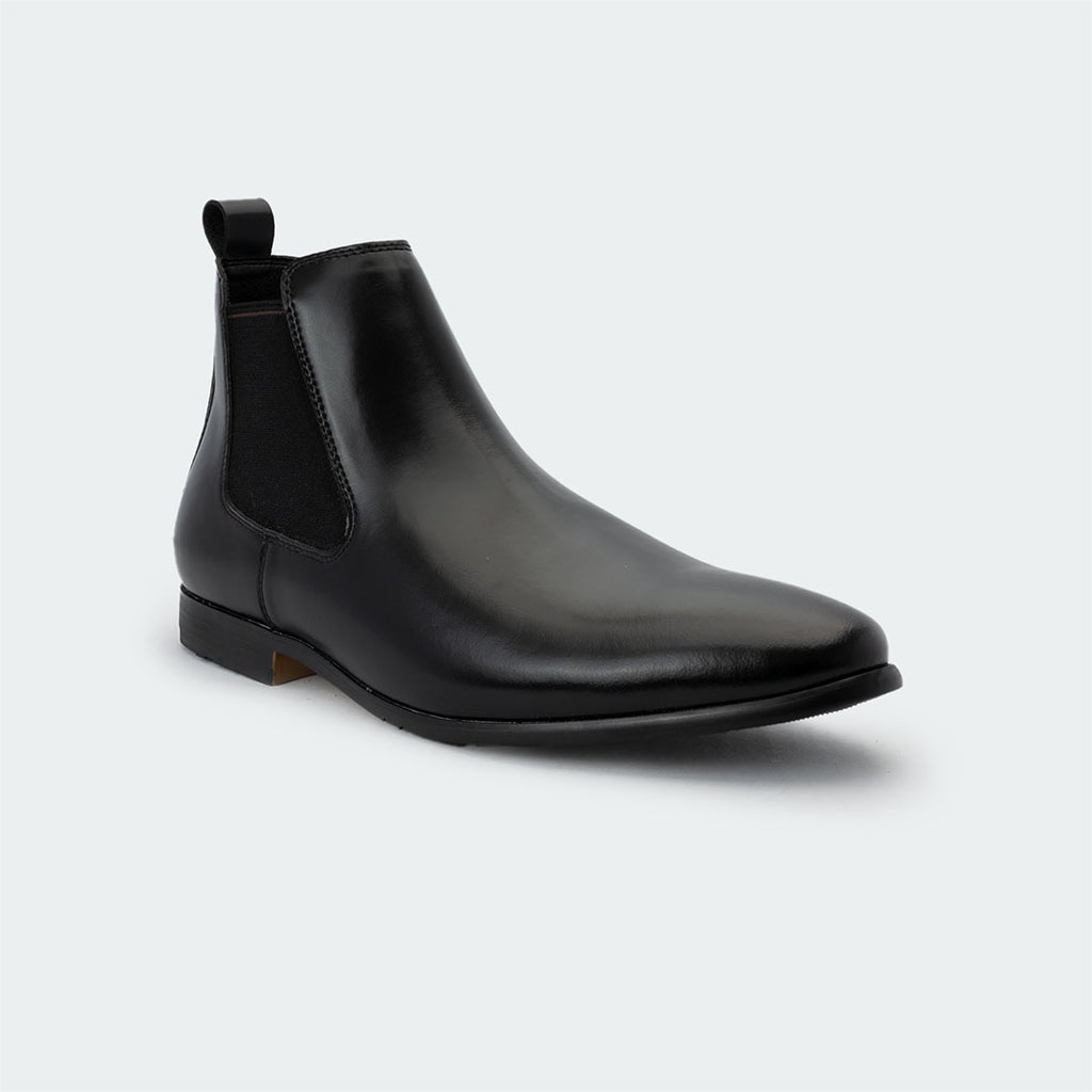 Caliber Shoes Black Chelsea Boots for Men (HAWK B481.SN)
