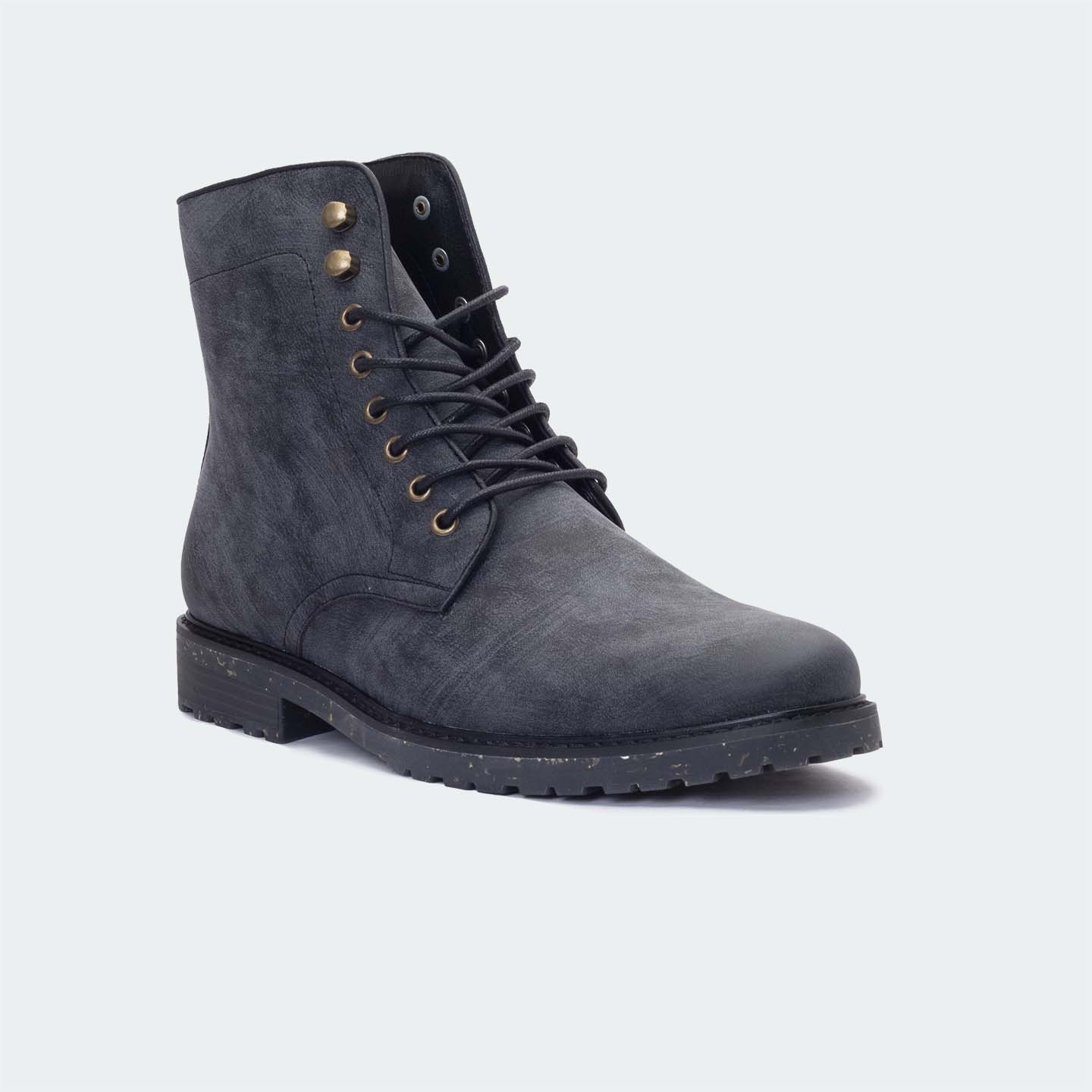 Caliber Shoes Black Lace Up Boots For Men (NICHOLAS A500R) - Caliber Shoes