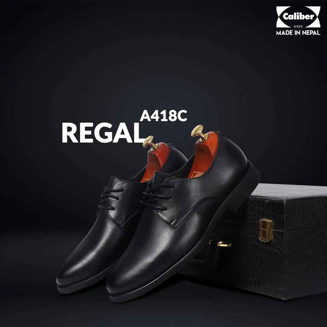 Caliber Shoes Black Lace Up Formal Shoes for Men (A 418 C) - Caliber Shoes