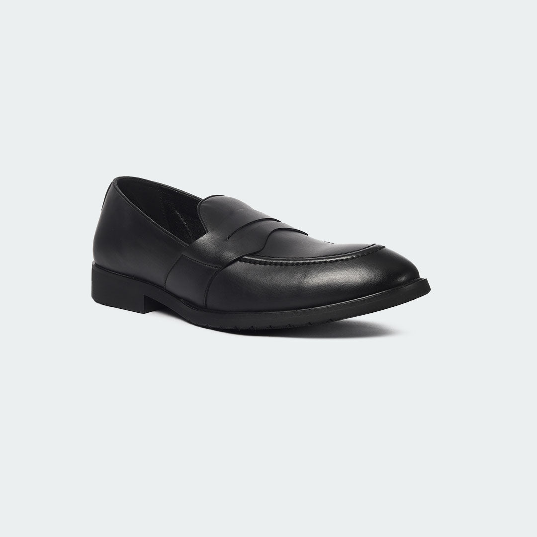 Caliber Shoes Black Penny Formal Shoes for Men (Y543C) - Caliber Shoes