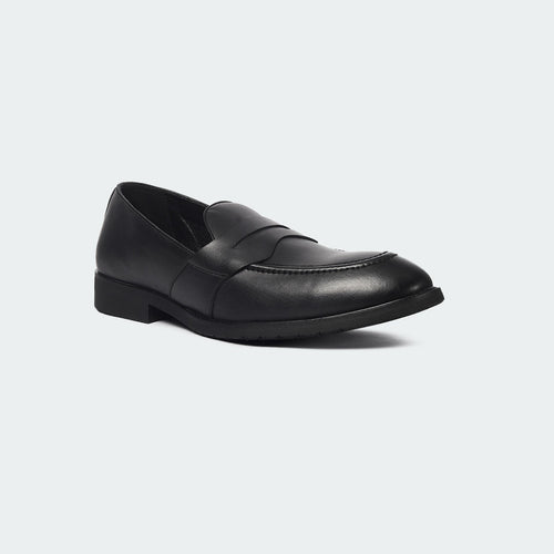 Caliber Shoes Black Penny Formal Shoes for Men (Y543C) - Caliber Shoes