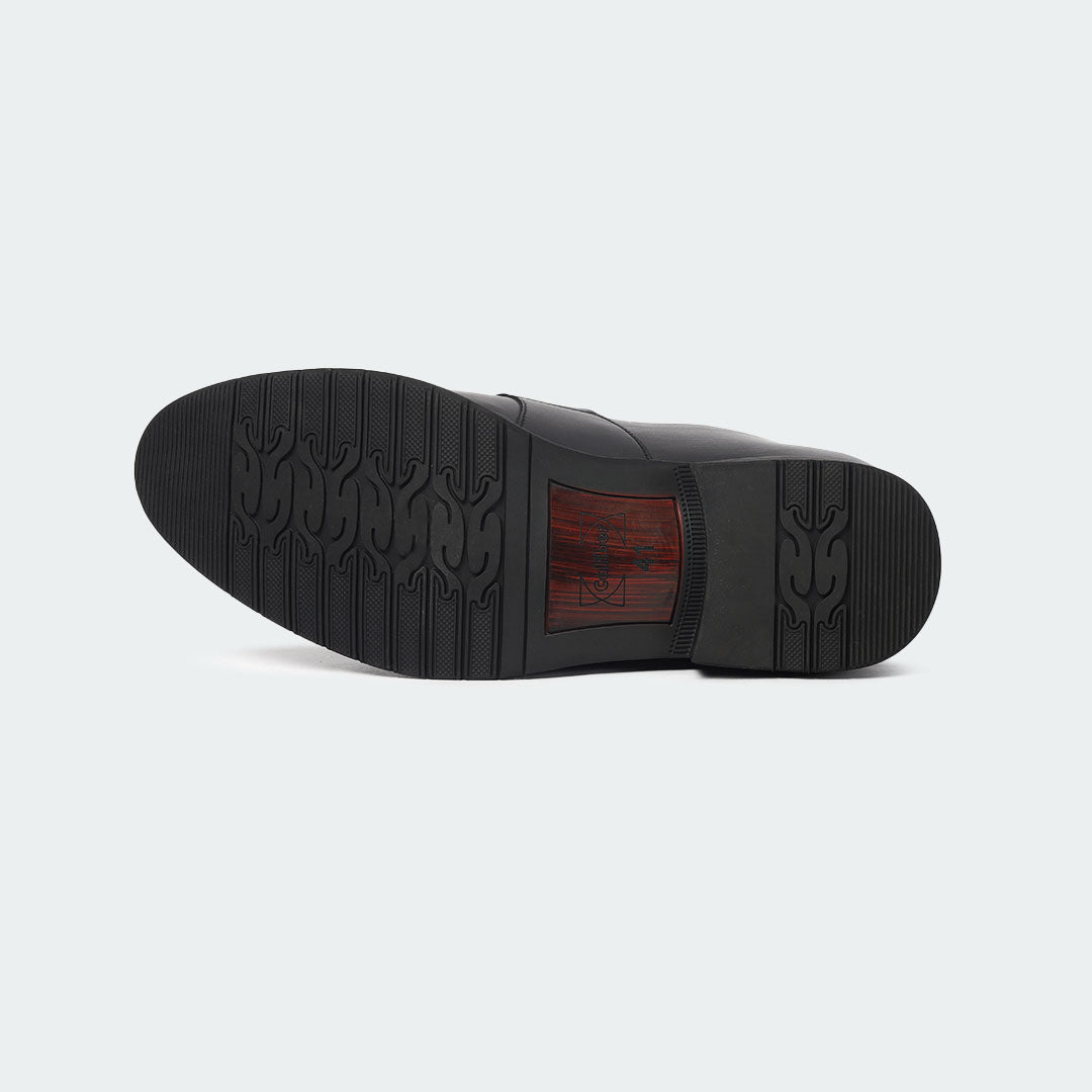 Caliber Shoes Black Penny Formal Shoes for Men (Y543C) - Caliber Shoes