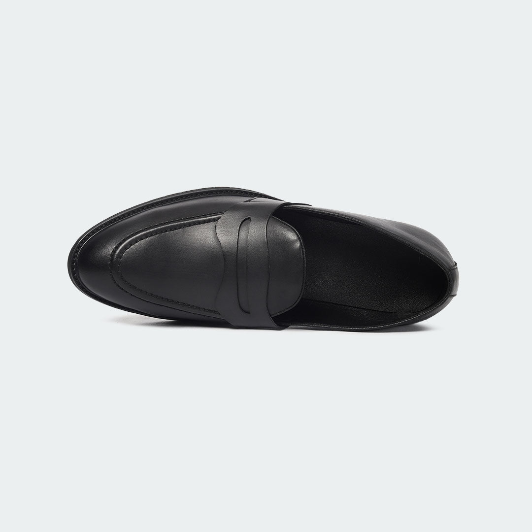Caliber Shoes Black Penny Formal Shoes for Men (Y543C) - Caliber Shoes