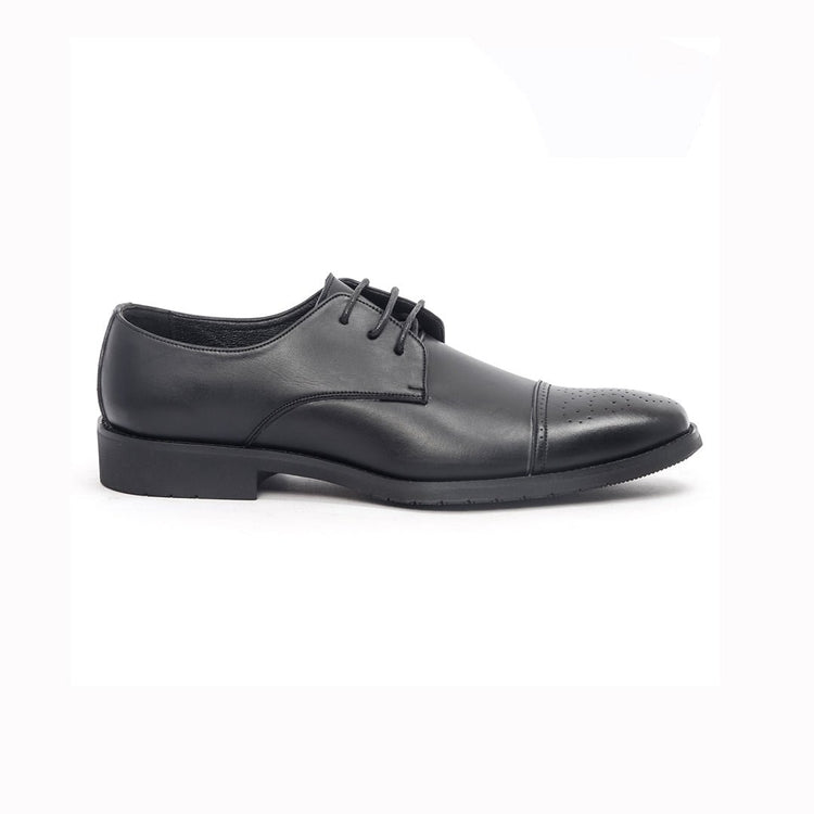 Caliber Shoes Black Wing Tip Lace Up Formal Shoes for Men (T505C) - Caliber Shoes