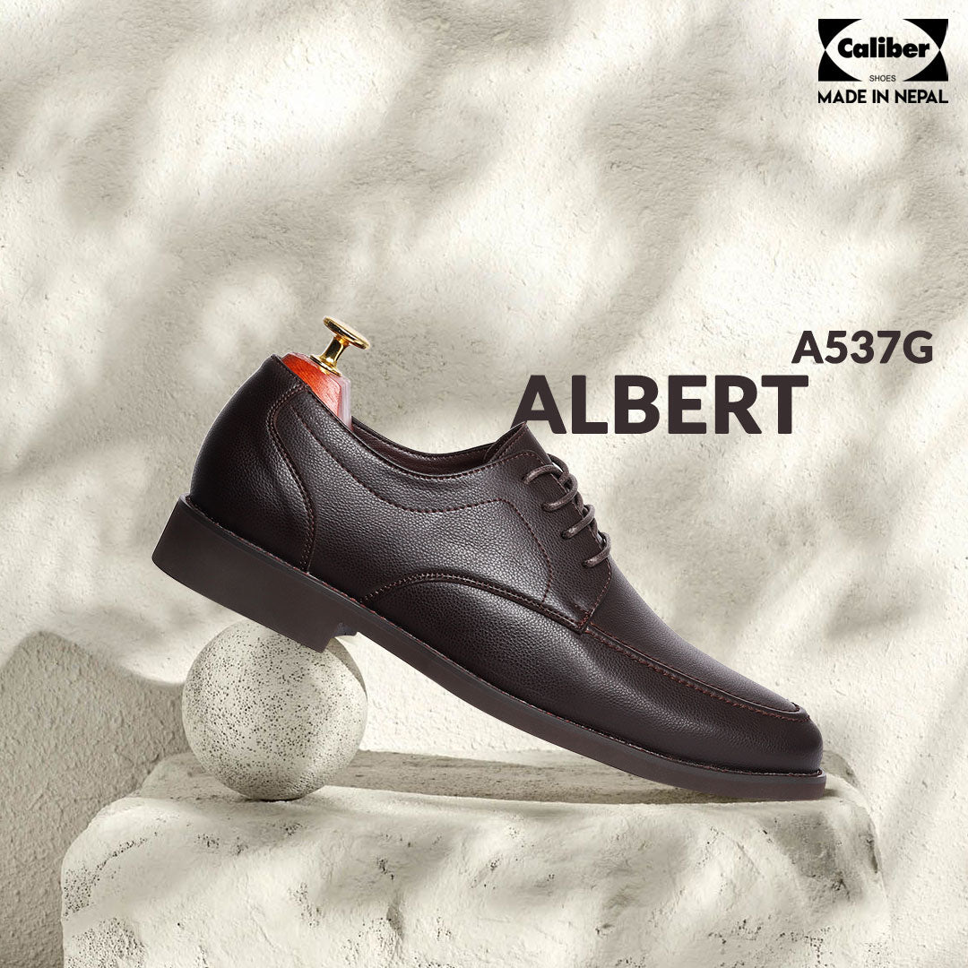 Caliber Shoes Coffee Lace Up Formal Shoes For Men ( ALBERT A537G ) - Caliber Shoes