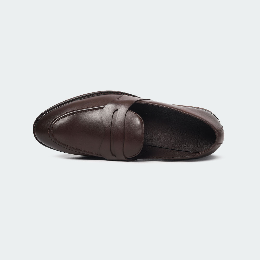 Caliber Shoes Coffee Penny Formal Shoes for Men (Y543C)