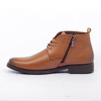 Caliber Shoes Coffee/R Side Chain With Lace Up Boots for Men (A 409 C) - Caliber Shoes