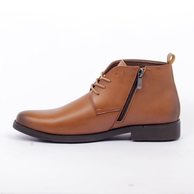 Caliber Shoes Coffee/R Side Chain With Lace Up Boots for Men (A 409 C) - Caliber Shoes