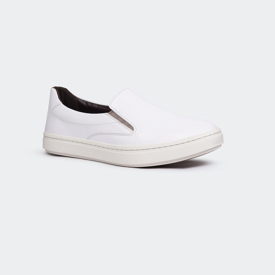 White Casual Slip on Shoes for Men (COBALT 669S) - Caliber Shoes