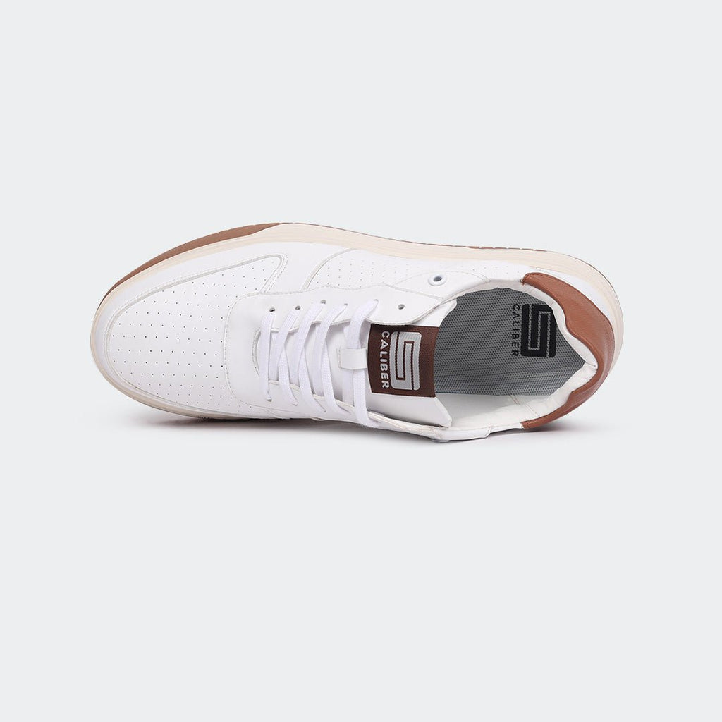 WHITE/BRN Casual Sneakers for Men (LEWIS 692G) - Caliber Shoes