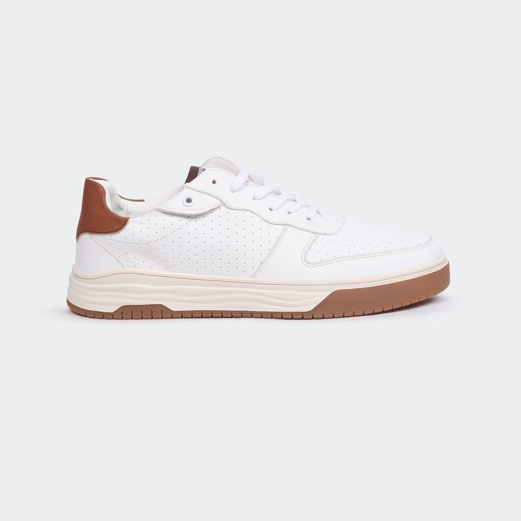 WHITE/BRN Casual Sneakers for Men (LEWIS 692G) - Caliber Shoes