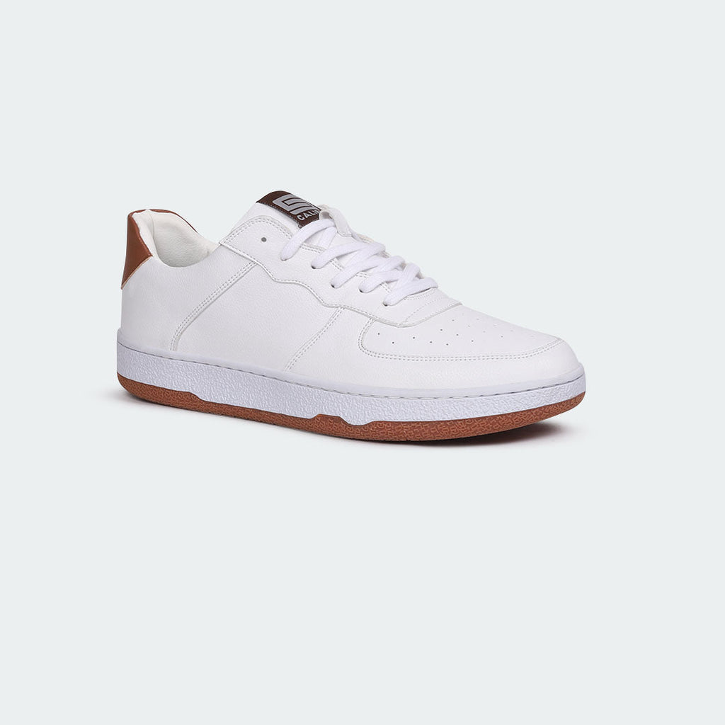 WHITE/BROWN Casual Sneakers for Men (BLAKE 695G) - Caliber Shoes